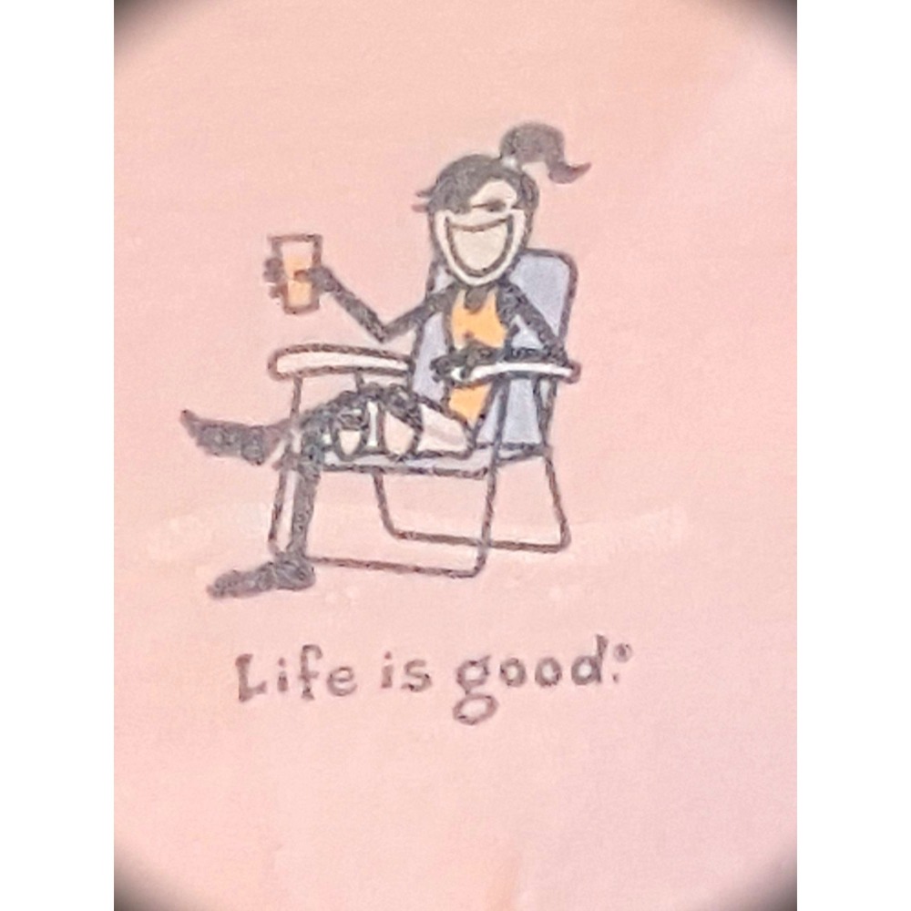 Life Is Good Jackie Tshirt Beach Cold Drink Pink Short Sleeve S
